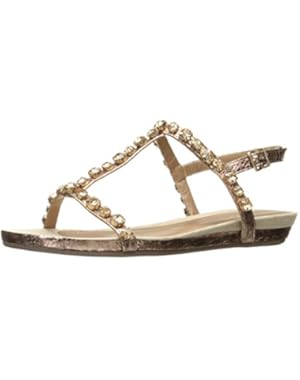 Women's Lost Catch Flat Open Toe Gemstone Accents-Metallic Gladiator Sandal