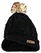 ANGELA & WILLIAM Women's Faux Fur Pom Pom Fleece Lined Knitted Slouchy Beanie Hat