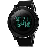 Aposon Men's Digital Waterproof LED Sport Watch Running Casual Quartz Military Electronic 12H/24H Time Back Light 164FT 50M Water Resistant Calendar Month Date Day -Black