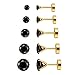 Charisma Cartilage Tragus Earring Stainless Steel Stud Piercing Earring Flat Back Earrings Stud Flatback Screw Back Earrings for Toddlers Women Men (16G, 3mm-7mm CZ, 6mm Bar Length, 5 Pairs)