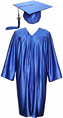 RobeStore 2017 Shiny Graduation Gown Cap Tassel Set for High School and College Ceremony (Royal)