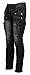ANGEL COLA Men's Biker Slim Distressed Washed Cotton Cargo Jeans Washed Black 38