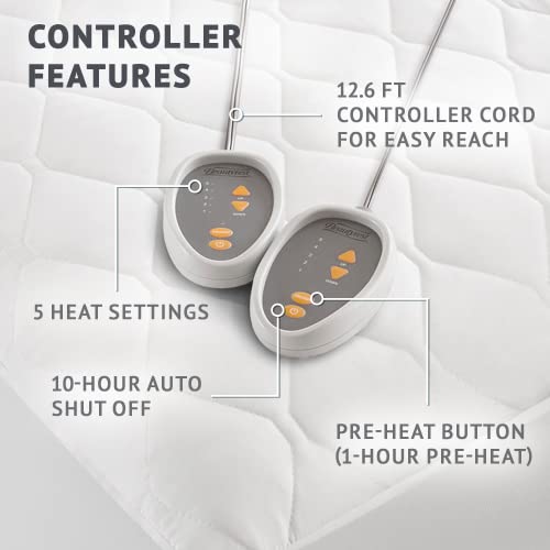 Beautyrest Cotton Blend Heated Mattress Pad Secure Comfort Technology Luxury Quilted Electric