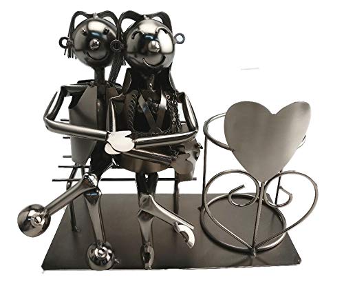 ito electronics Lovers on Bench Bottle Holder Sitting Wedding Gift Heart Wine Bottle Holder Wine Stand 24 x 11 x 21 cm
