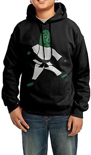 Boys Girls Funny Pickle Doing Karate Fleece Hoodie Sweatshirt L