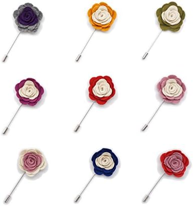 INNEE Handcrafted Lapel Flower 9pcs Boutonniere Pins in Clear Top Tin Box