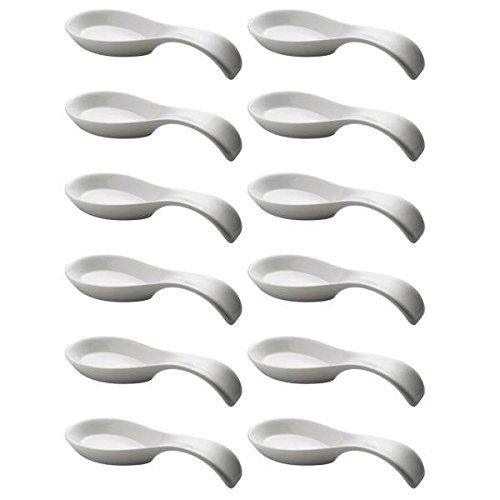 Maxwell & Williams 12er Set Löffelablagen, Häppchenlöffel White Basics 24cm weiß