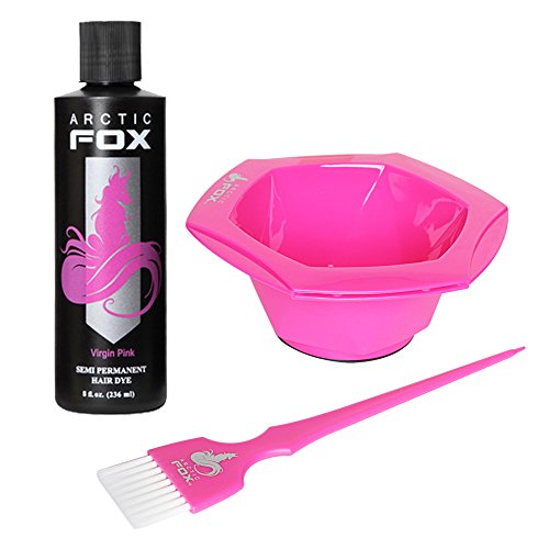 Arctic Fox Bundle with Tint Brush and Bowl, 100% Vegan Semi Permanent Hair Color Dye, 4 Oz or 8 Oz (