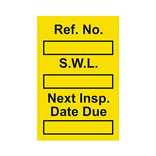Safe Working Load Safety Tags Pack of 20 Yellow 31mm x 47mm