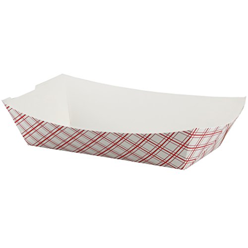 Simply Deliver #300 Paper Food Tray, Red Plaid, 500-Count