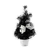 12inch Mini Desk Top Table Top Decorated Christmas Tree with Bows & Baubles Ornaments Decorations, Black