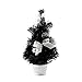 12inch Mini Desk Top Table Top Decorated Christmas Tree with Bows & Baubles Ornaments Decorations, Black