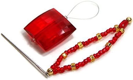 Beaded Stitch Picker/Needle Threader Set Red Gold