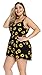 Lanzom Women Summer Vintage V Neck Straps Sunflower Print Romper Jumpsuit (Medium) Yellow