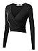 VETIOR Women's Long Sleeve Crop Top Shirts Sexy Black Going Out Crop Tops for Women Trendy Large Black