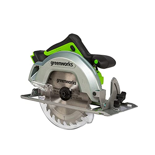 Greenworks professional 24V Akku Kreissäge, Akku handkreissäge mit LED-Licht und 184mm 24 Zähne Blatt (Ø185mm, 64mm…