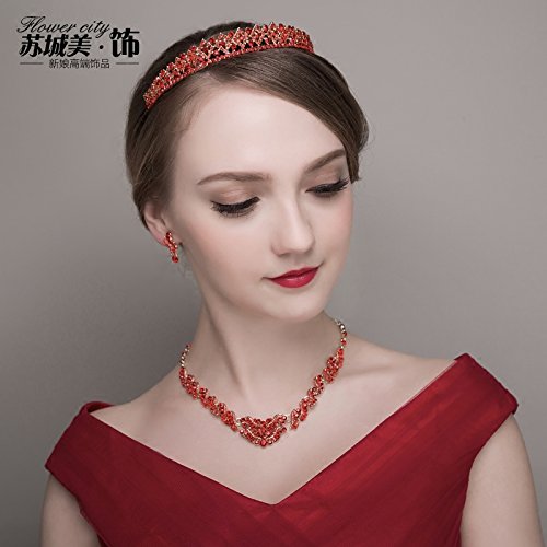Amazon Com Quantity 1x 2017 Korean Style New Red Bridal Crown