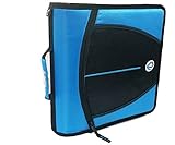 Case-it Mighty Zip Tab 3-Inch Zipper Binder, Neon Blue, D-147-NEOBLU