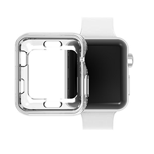 Case for Apple Watch 38MM, Qinfeng Shock-proof and Shatter-resistant Soft Slim TPU Protective Cover with Flexible Anti-Scratch Bumper for Apple Watch Series 1,2,3 (Clear)
