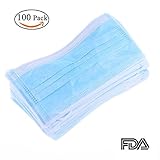 100 Count 3 Ply Disposable Filter Mask Blue Earloop Great For People With The Flu Nose Allergy Dust Mask for Medical Dental Surgical Pet Hair Allergy