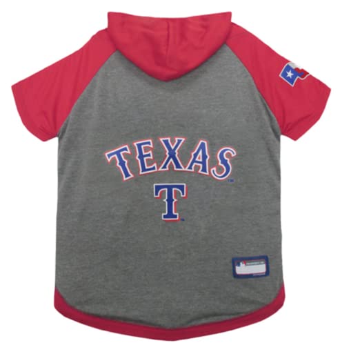 Pets First MLB Texas Rangers Hoodie for Dogs & Cats. | MLB Baseball Licensed Dog Hoody Tee Shirt, Medium | Sports Hoody T-Shirt for Pets | Licensed Sporty Dog Shirt (RAN-4044-MD)