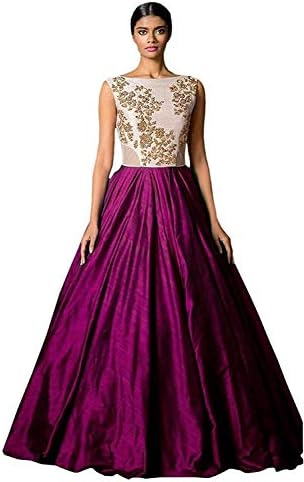 Shringaar Fashion® Women's Bangalore Silk Gown (SK1020_Purple, Free Size)