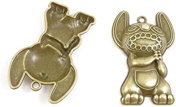 Price per 40 Pieces Fashion Jewelry Making Charms Findings Arts Crafts Beading Antique Bronze Tone J2EO5 Lilo Stitch