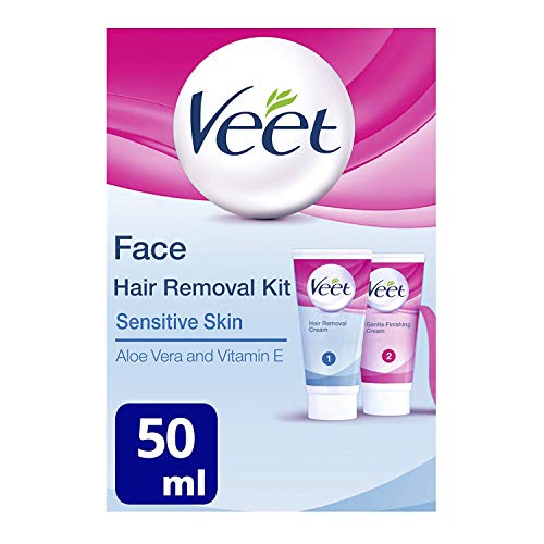 Veet Facial Cream Kit Sensitive Formula, Includes Hair Removal and Finishing Cream, 2 x 50 mL