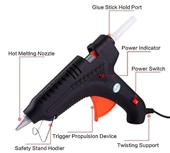 SCHOFIC Hot Melt Glue Gun ( FREE BONUS GLUE STICKS INCLUDED) - Heavy Duty 100 Watt Rapid Heating Technology Kit With ON/OFF Switch & Flexible Trigger for DIY Small Craft - 100% Safe - Energy Efficient - Perfect for Fixing Household Items, Arts & Crafts, & More - Blue (FREE 20 STICKS)