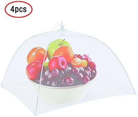 Food Cover Tents（4PCS Pop Up Mesh Screen Food Cover Reusable and Collapsible) Outdoor Food Cover,Food Protector Tent Keep Out Flies,Bugs, Mosquitoes 17")
