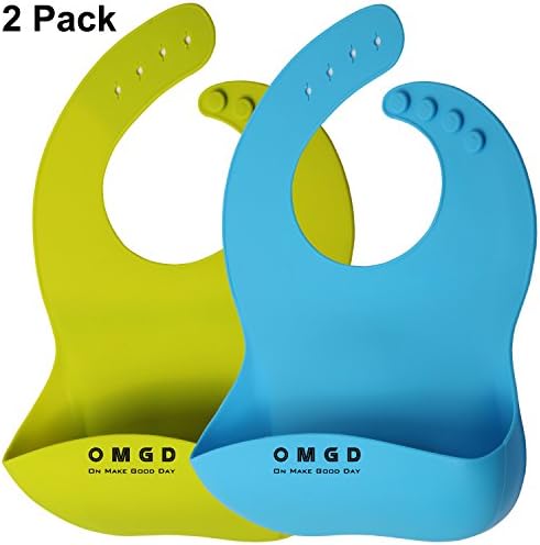 OMGD - Waterproof Silicone Baby Drool Bibs Burp Cloths in 2 Pack