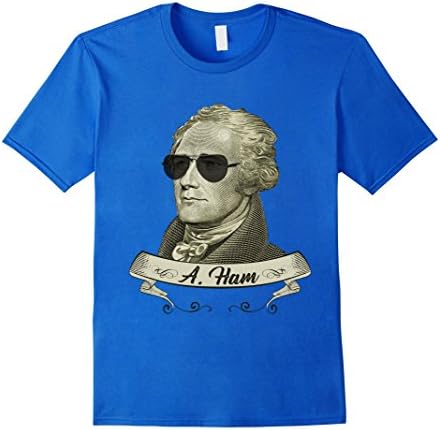 Men's Cool Sunglasses T-shirt - Funny Hamilton Tee Large Royal Blue