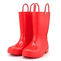 KomForme K Kids Rain Boots, Environmental Material Boots with Memory Foam Insole and Easy-on Handles Red