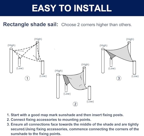 Dsocool Rectangle Sun Shade Sails Outdoor Large - Sun Protection Sunshades UV Block Shade Canopy, Heavy Duty Permeable 185GSM Patio Shades for Backyard, Deck and Lawn, Beige (5×5 Meters)