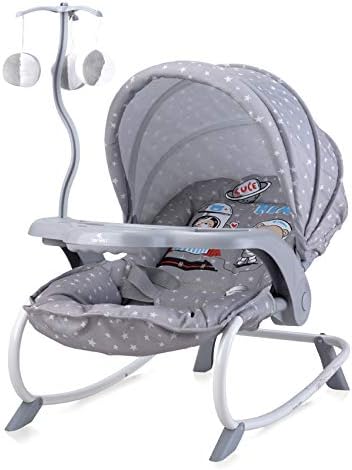 Lorelli Baby Rocker, Baby Rocker Dream TIME Mobile, Table, sunroof, Adjustable, Colour:Dark Grey