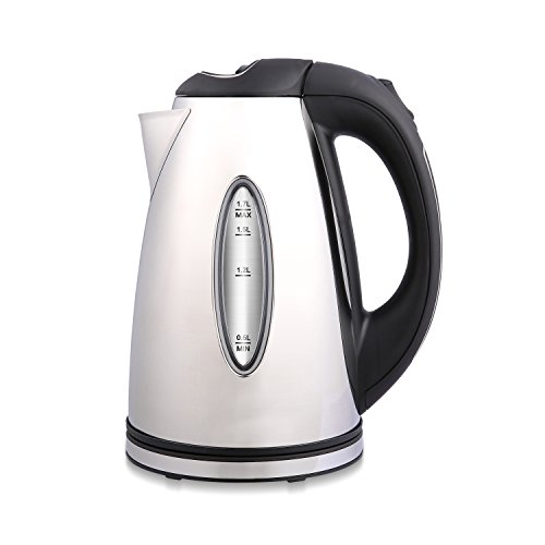 Click Here to See More Images Self-Mate Electric Kettle 1.7 Liter Electric Water Heater with Safety Lock Lid – Easy to Use Stainless Steel Aqua Boiler with Water Level Window, Auto Shut off – Boiling Water Quickly