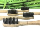 Truly Eco Friendly Bamboo Activated Charcoal Soft Toothbrush for Sensitive Gums - Vegan, Nylon Free, Bpa Free, Sensitive teeth, Adult Size, and Kid Friendly. Pack of 4.