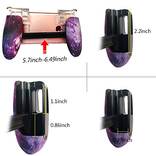 Mobile Game Controller Android Gamepad Phone Aim Controller Fight Joystick for iOS Joypad Phone Work with Phone Case (Phone Triggers and Star Game Handle, Clip)