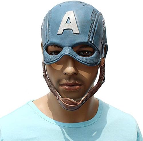 YBBDHD Captain America Latex Mask Full Head Funny Mask Movie Cosplay Superhero Helmet Props for Adult Halloween Party Costume Decorations Hat