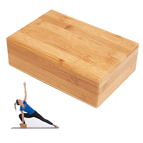 BOSSJOY Bamboo Yoga Block Brick (1 PC), Bamboo Handstand Block Provides Stability Balance & Support, Improve Strength and Deepen Poses - Great for Yoga, Pilates, Workout, Fitness & Gym