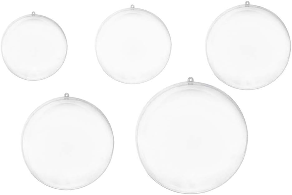 Garneck 5pcs Fillable Ball Clear Plastic Christmas Tree Pendant Ornaments Xmas Transparent Balls for Holiday Wedding Party Home Decor (4/6/8/10/12cm)
