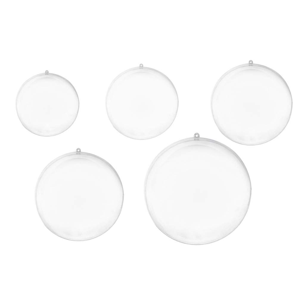 Garneck 5pcs Fillable Ball Clear Plastic Christmas Tree Pendant Ornaments Xmas Transparent Balls for Holiday Wedding Party Home Decor (4/6/8/10/12cm)