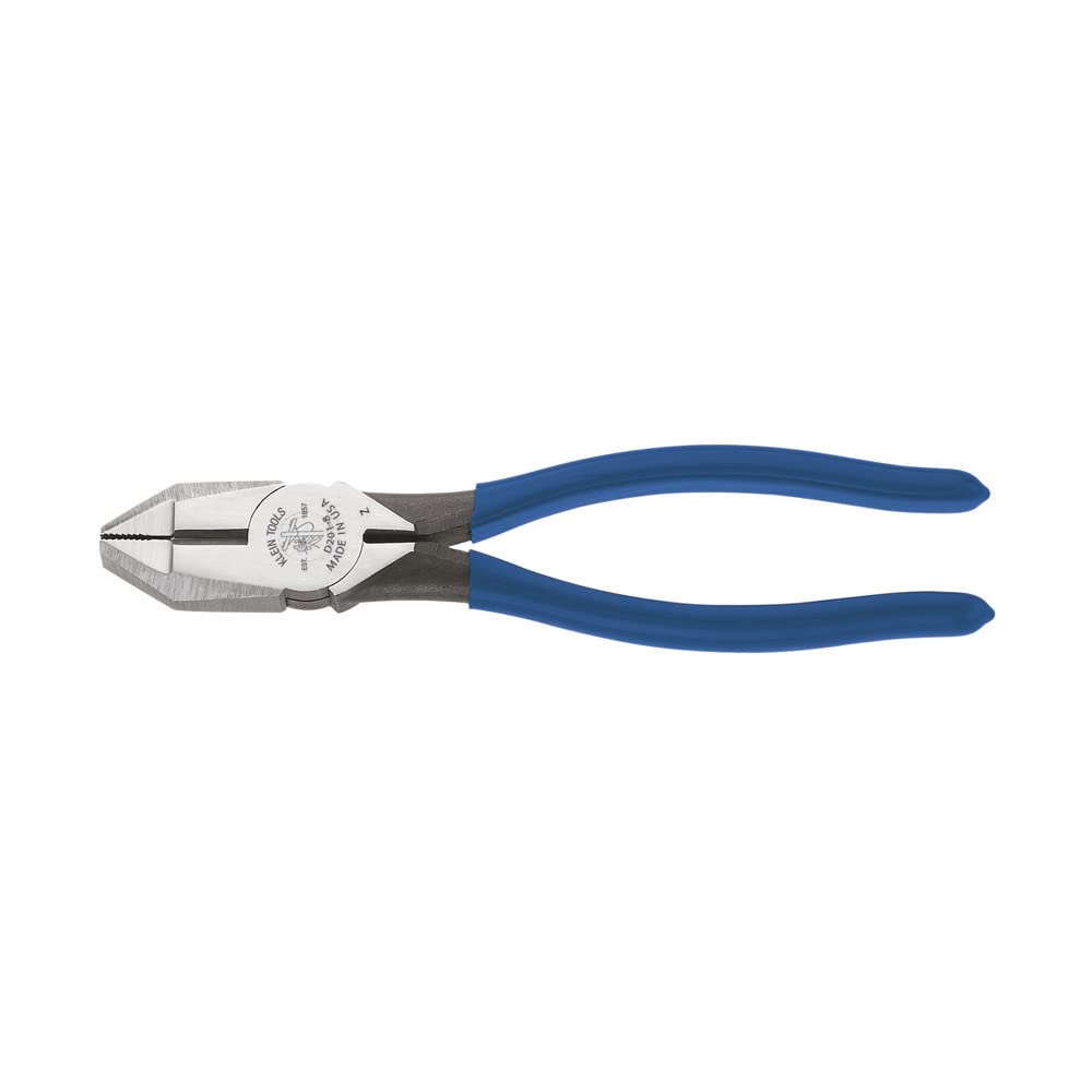 Klein Tools D201-7NE Lineman's New England Nose Pliers with Streamlined Design, Knurled Jaws and Handle Tempering, 7-Inch