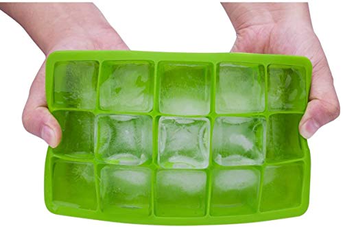 bedee Cubitera Hielo,2pcs Moldes para Cubitos de Hielo,Molde Silicona Sin BPA, para Congelarse Alimentos para Bebés, Cola,Cócteles Cola Whisky (Verde)