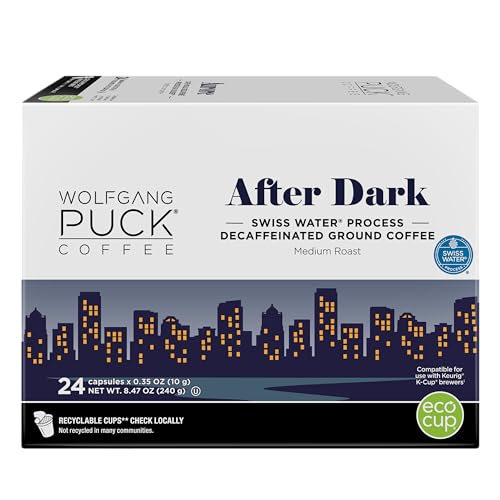 WOLFGANG PUCK COFFEE SINGLE SERVE CAPSULES DECAF, MEDIUM ROAST, COMPATIBLE WITH KEURIG K-CUP BREWERS, 24 COUNT