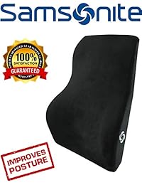 Samsonite   Almohada lumbar de apoyo, espuma viscoelástica, diseñada para aliviar el dolor en la parte inferior de la espalda, malla ventilada, se adapta a la mayoría de vehículos, mejora la postura, ergonómica, cubierta lavable