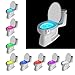Toilet Bowl Night Led Lights Pack of 2 by PECHAM - Bathroom Seat Nightlight with Motion Detector - 8 Changing Colors - Light Sensitive Sensor - Hanging Arm - Easy Installation - 3AAA Battery Operated