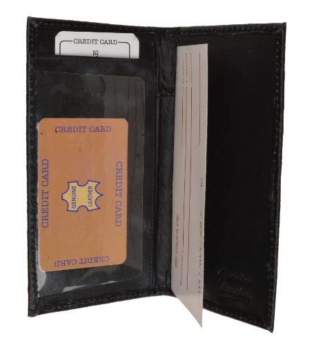 Marshal Genuine Leather New Checkbook Covers Case Wallet #156OS (Black)