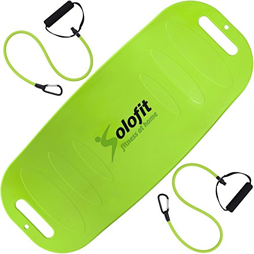 Fitness balance board with resistance bands, green