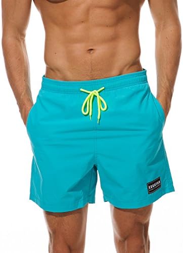 Uyue Men's Swim Trunk, Beach Shorts Quick Dry Beachwear Summer Sports Shorts for Swimming Surfing Running (Sky Blue, Size L (Tag XXL, Fit Waist : 34''~38''))